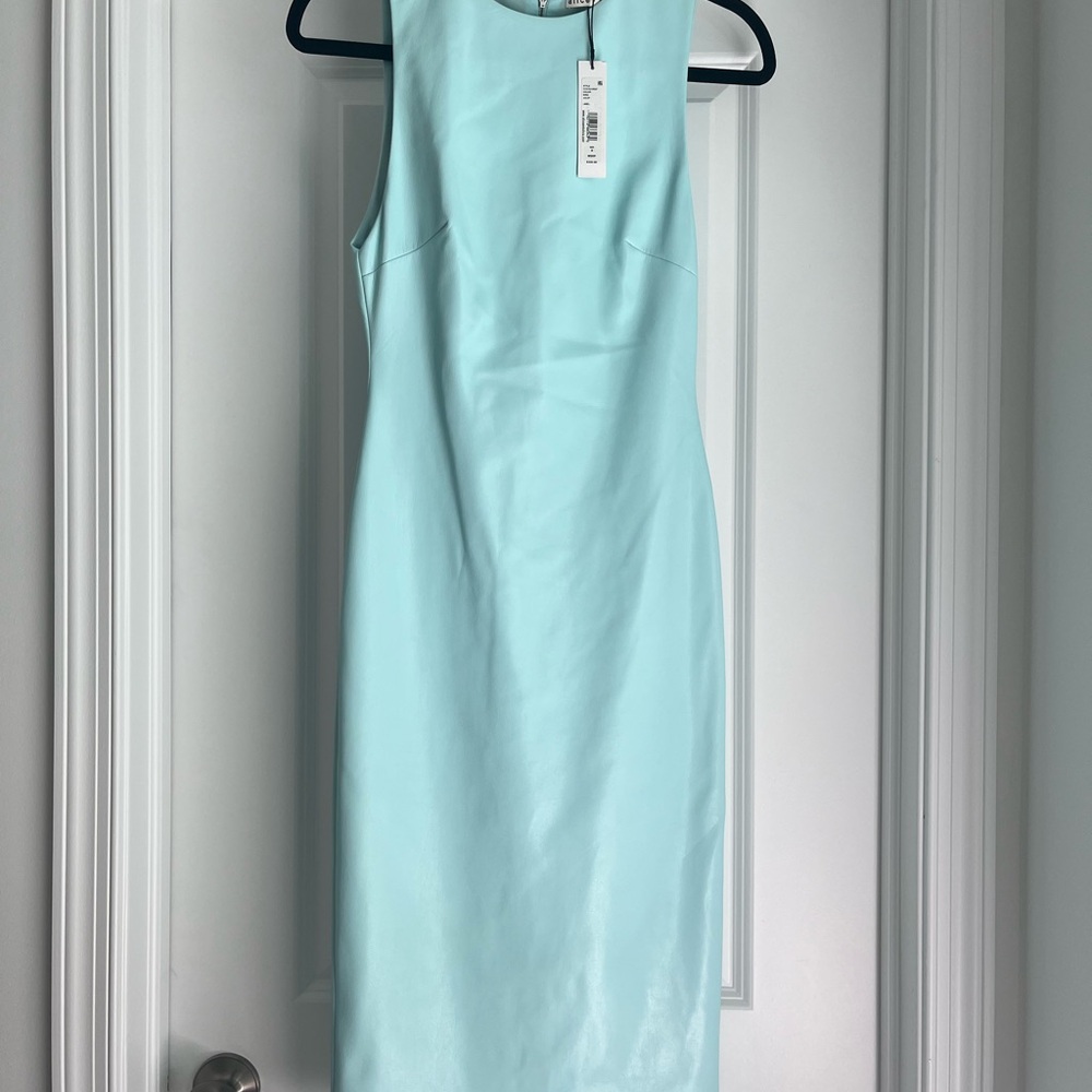 Elegant Sleeveless Faux Leather Dress